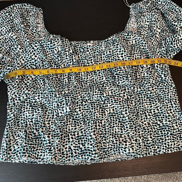 ELOQUII Elements Paint Speckle Puff Sleeves Smocked Top Women's Plus Size 26 - Picture 7 of 12